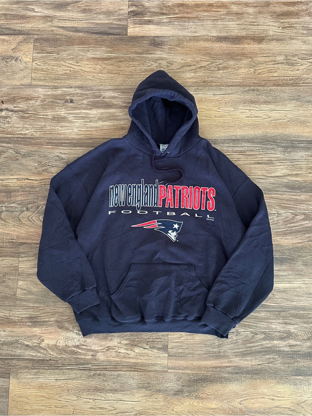 Vintage New England Patriots 90s Salem Sportewear Navy Hoodie XL